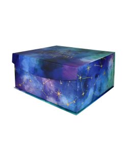 14 x 12 Blue Holographic Gold Foil Flip Top Box by Place   Time