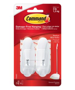 Command 3lbs White Medium Wire Hooks   Strips 6ct