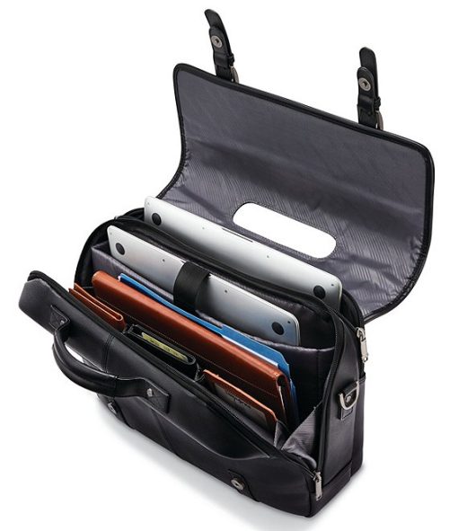 Classic Leather Flapover Briefcase - Image 3