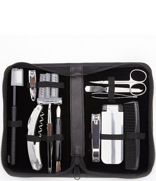 Leather Travel   Grooming Toiletry Kit