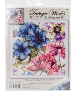 Design Works 12 Watercolor Floral Stitched in Yarn Needlepoint Kit