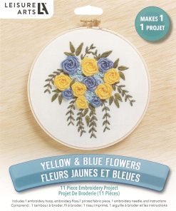Leisure Arts 6 Yellow   Blue Flowers Embroidery Kit