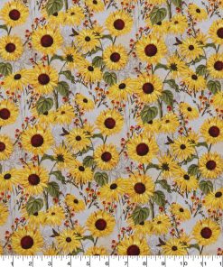 Whimsy Sunflowers Cream Harvest Cotton Fabric