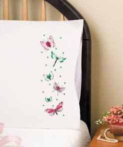 Design Works 30 x 20 Butterflies Pillowcase Embroidery Kit 2pk