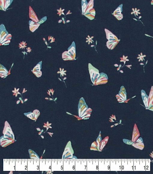 Butterflies   Flowers Super Snuggle Flannel Fabric - Image 3