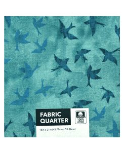 18 x 21 Teal Tonal Birds Cotton Fabric Quarter 1pc by Keepsake Calico