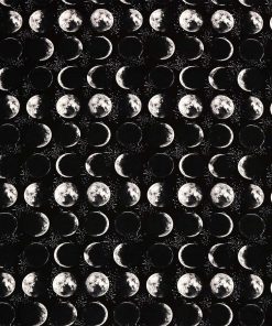 Moon Phases On Black Super Snuggle Flannel Fabric