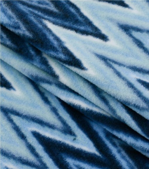 Blue Chevron Anti Pill Fleece Fabric - Image 2
