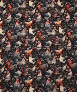 Roosters on Black Novelty Cotton Fabric