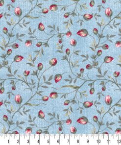 Rosebuds on Aqua Quilt Cotton Fabric by Keepsake Calico