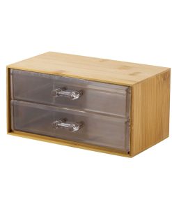 Simplify 7 Cosmetic   Jewelry 2 Drawer Bamboo Storage Chest