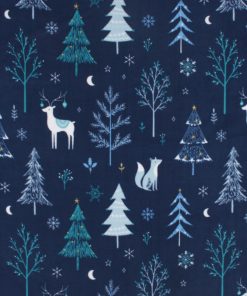 Winter Animals on Navy Anti Pill Fleece Fabric