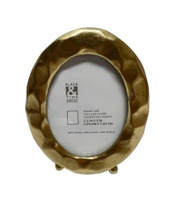 2 x 3 Gold Metal Oval Stamped Tabletop Picture Frame by Place   Time