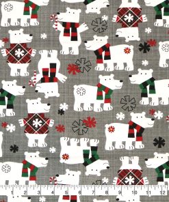Polar Bears in Sweaters Super Snuggle Christmas Flannel Fabric