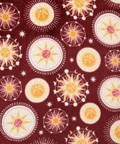 Celestial Sunshines On Red Sew Lush Fleece Fabric