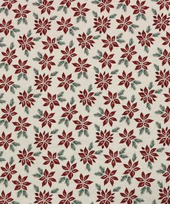 108 Wide Poinsettias on Cream Christmas Flannel Fabric