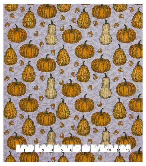 Pumpkins   Gourds Sketch Harvest Cotton Fabric