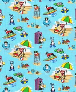 Fabric Traditions Dogs At The Beach Novelty Cotton Fabric
