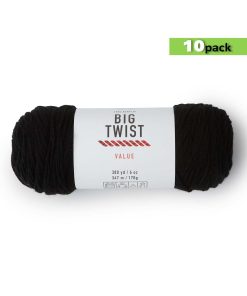 10pk Solid Black Medium Weight Acrylic 380yd Value Yarn by Big Twist
