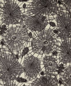 Black Spiderwebs on Beige Anti Pill Fleece Fabric