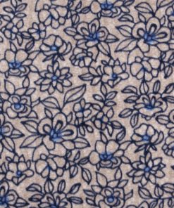 Blue Floral on Cream Luxe Fleece Fabric