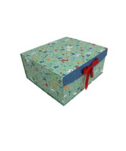 16 Dog Prints on Green Flip Top Box With Bow by Place   Time