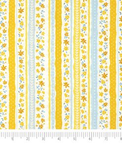 Singer Yellow Floral Striped Quilt Cotton Fabric