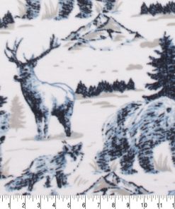 Sketched Lodge Animals Anti Pill Fleece Fabric