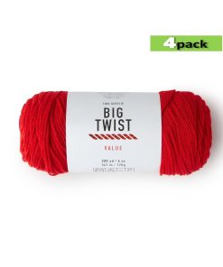 4pk Solid Red Medium Weight Acrylic 380yd Value Yarn by Big Twist