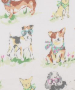 Watercolor Dogs on White Anti Pill Plush Fleece Fabric