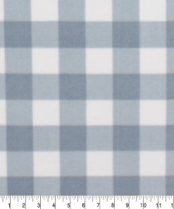 Blue   White Gingham Pattern Anti Pill Fleece Fabric