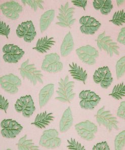 Summer Green Embossed Simple Tropical Leaves Sew Lush Fleece Fabric