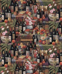 Wine   Fruits Novelty Cotton Fabric