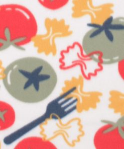 Tomato Pasta on White Blizzard Fleece Fabric
