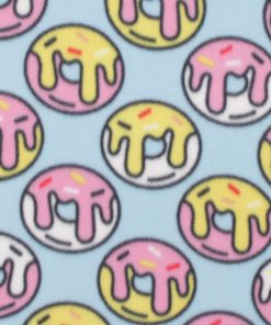 Cartoon Donuts on Blue Blizzard Fleece Fabric