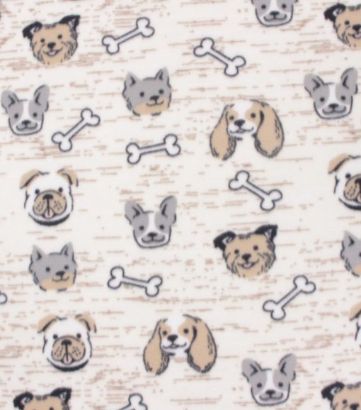Blizzard Fleece Fabric Tan Dogs Faces - Image 2