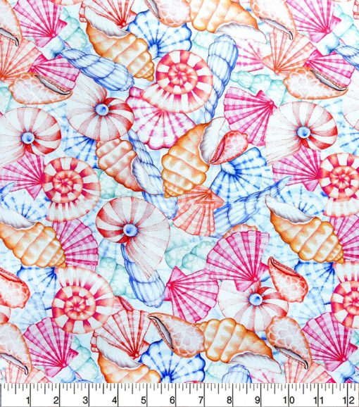 Pink Packed Seashells Novelty Cotton Fabric - Image 2