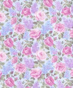 Fabric Traditions Blue   Pink Floral Premium Cotton Fabric