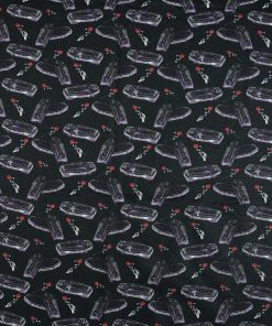 Coffins On Black Cotton Fabric