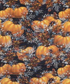 Pumpkins And Leaves Harvest Cotton Fabric