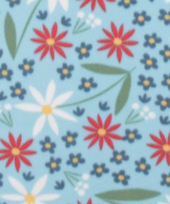 Floral on Blue Blizzard Fleece Fabric
