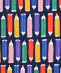 Multicolor Pencils Anti Pill Fleece Fabric by POP!