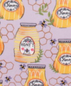 Yellow Honey Jars With Bees Anti Pill Plush Fleece Fabric