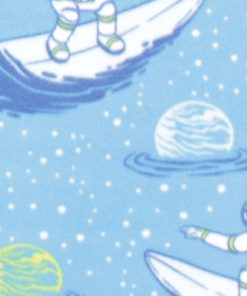 Astronauts On Surfboards Blizzard Prints Fleece Fabric