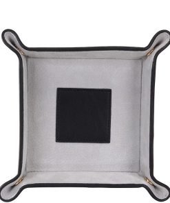 Suede-Lined Catchall Leather Valet Tray