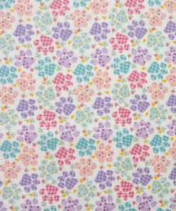 Purple   Red Paw Prints Easter Glitter Cotton Fabric