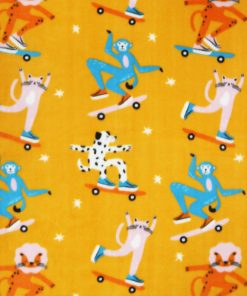 Animals on Skateboards Anti Pill Fleece Fabric