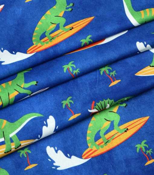 Surfin  Dinos Novelty Cotton Fabric - Image 3