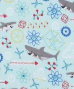 Science   Sharks on Blue Anti Pill Fleece Fabric