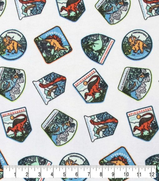 Dino Badges Super Snuggle Flannel Fabric - Image 3